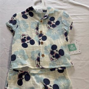 Disney Kids Pajama Set - Cream and Blue Mickey Mouse